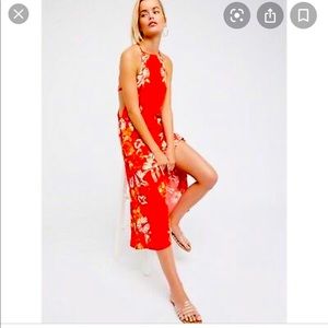 NWOT Free People Floral Cutout Midi Dress